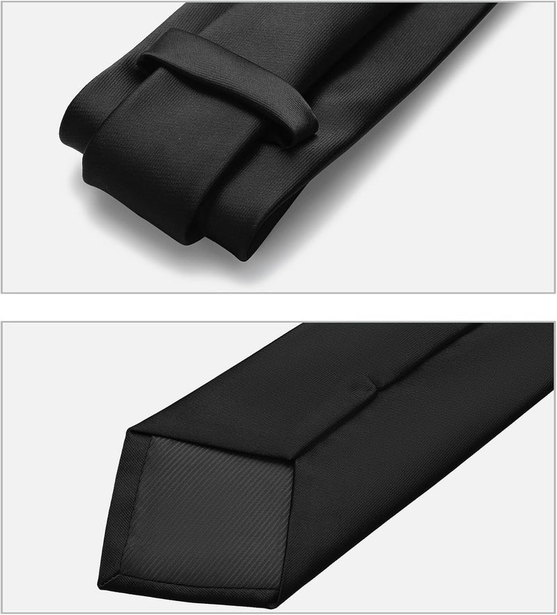 Murong Men's Ties Solid Color Pure Polyester Plain Fine Stripes Necktie Ties For Men - Image 4